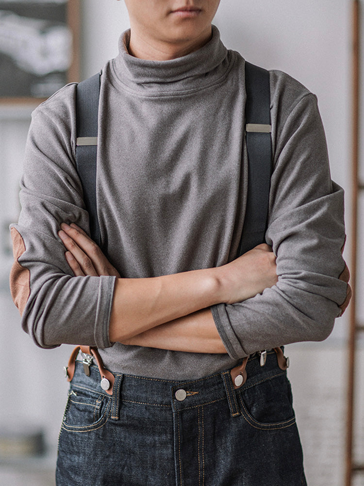 Men's Elbow Patch Turtleneck Sweater