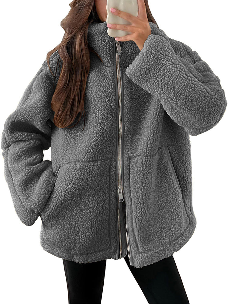 Veste polaire Sherpa zippée et confortable pour femme