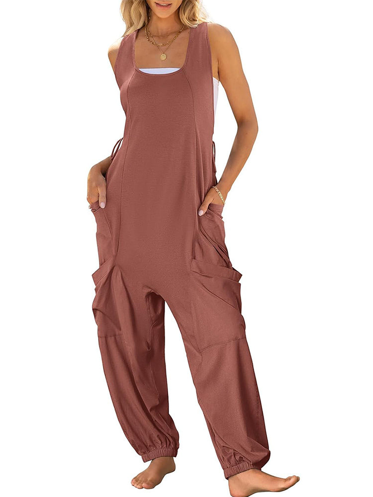 Loose Casual U-neck Sleeveless Jumpsuits