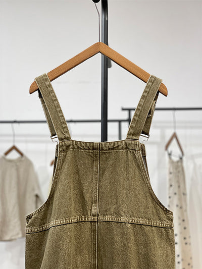 Vintage-Inspired Cargo Overall Dress