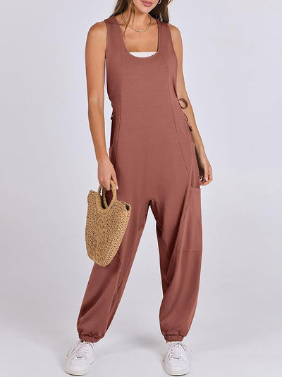 Loose Casual U-neck Sleeveless Jumpsuits