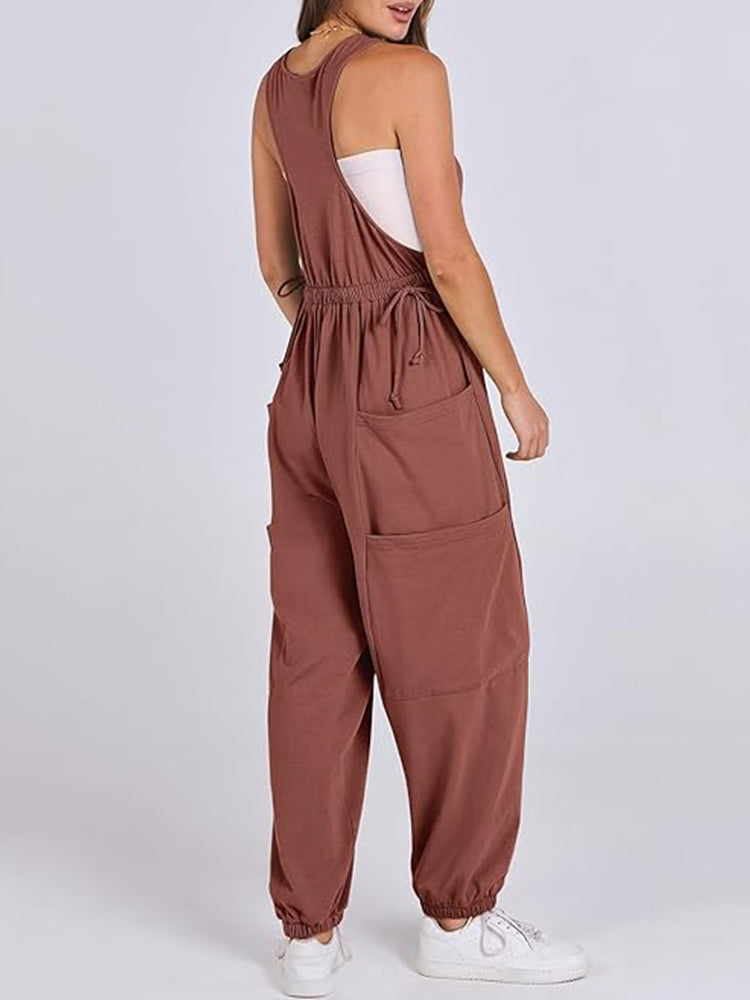 Loose Casual U-neck Sleeveless Jumpsuits