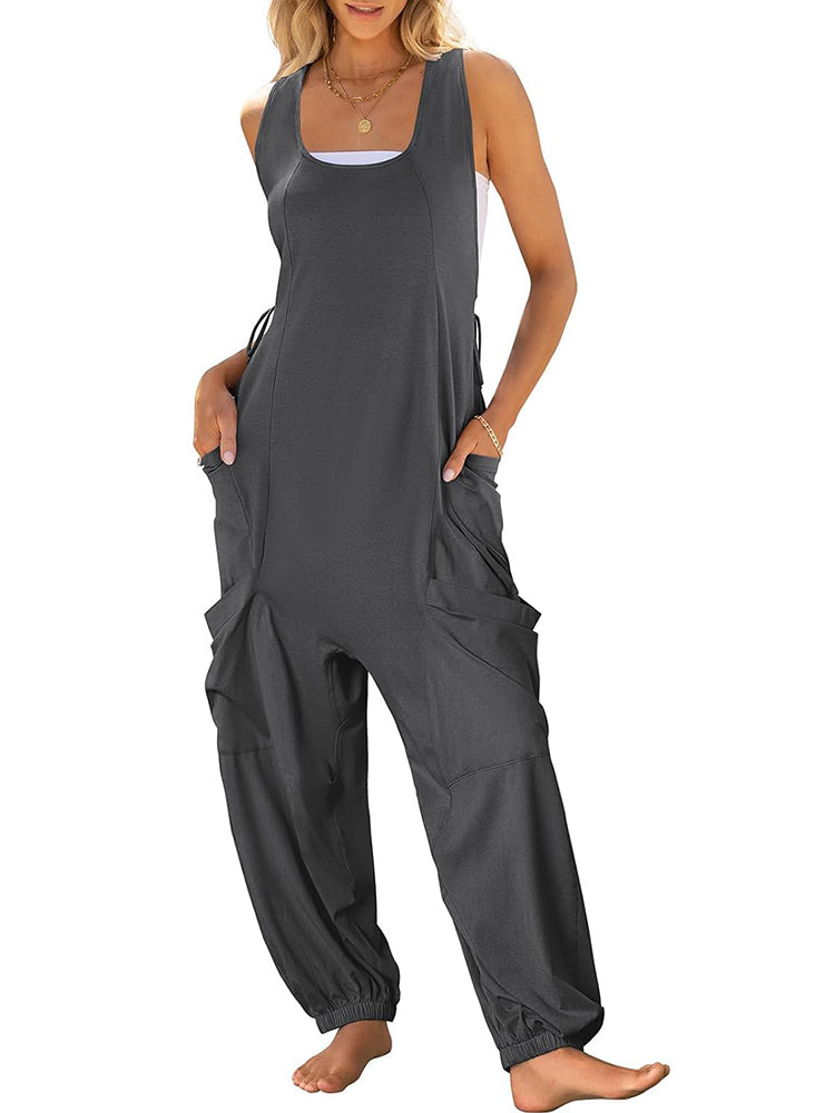 Loose Casual U-neck Sleeveless Jumpsuits