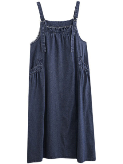 Loose Fit Denim Overall Dress