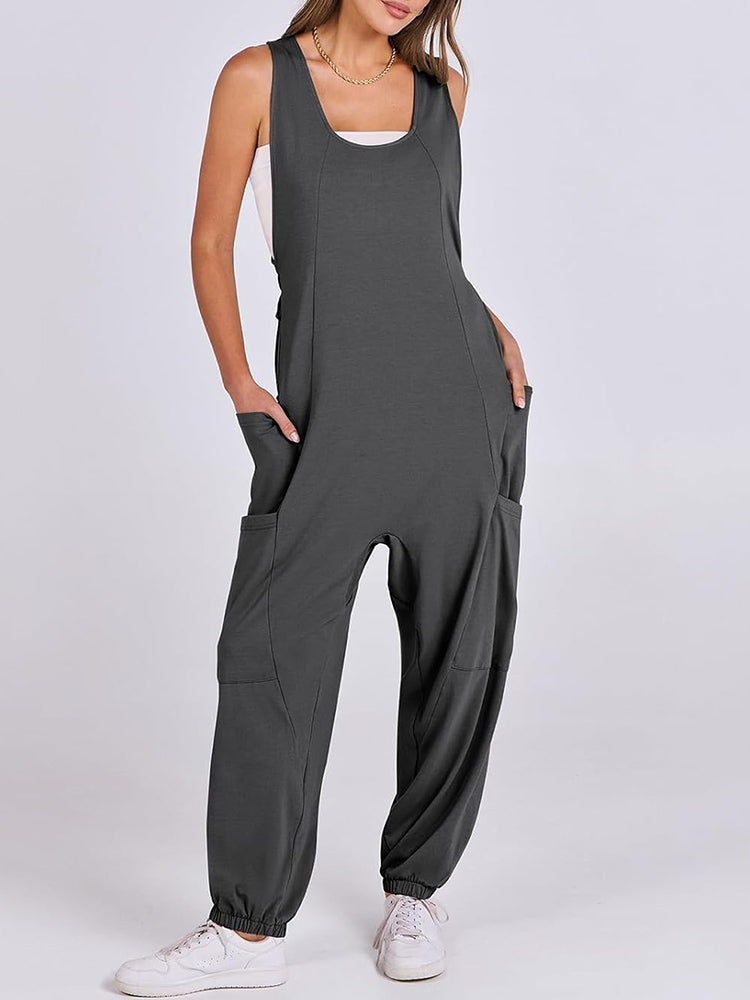 Loose Casual U-neck Sleeveless Jumpsuits