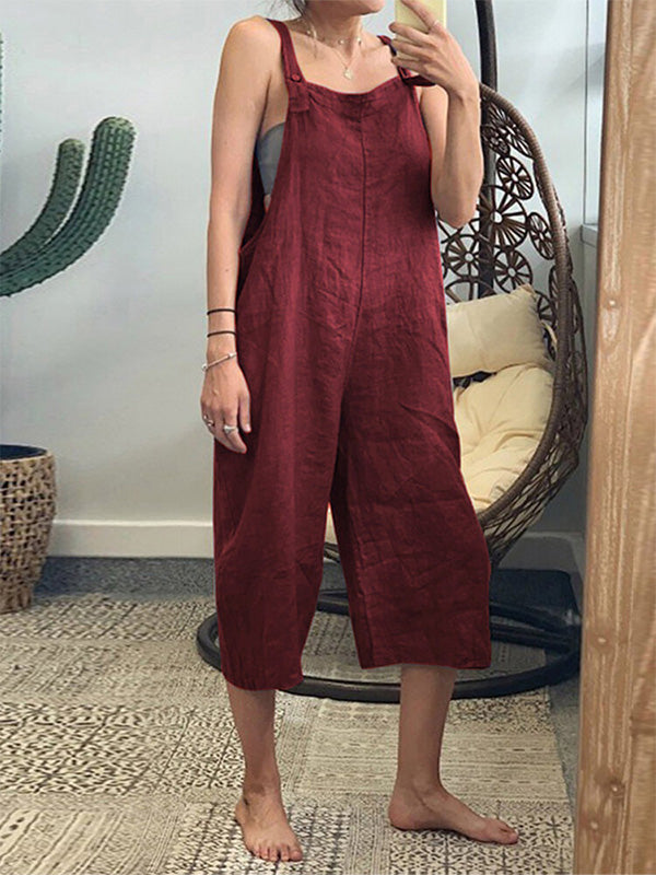 Women's Cotton Loose Casual Jumpsuit Capris Overalls – Madepants