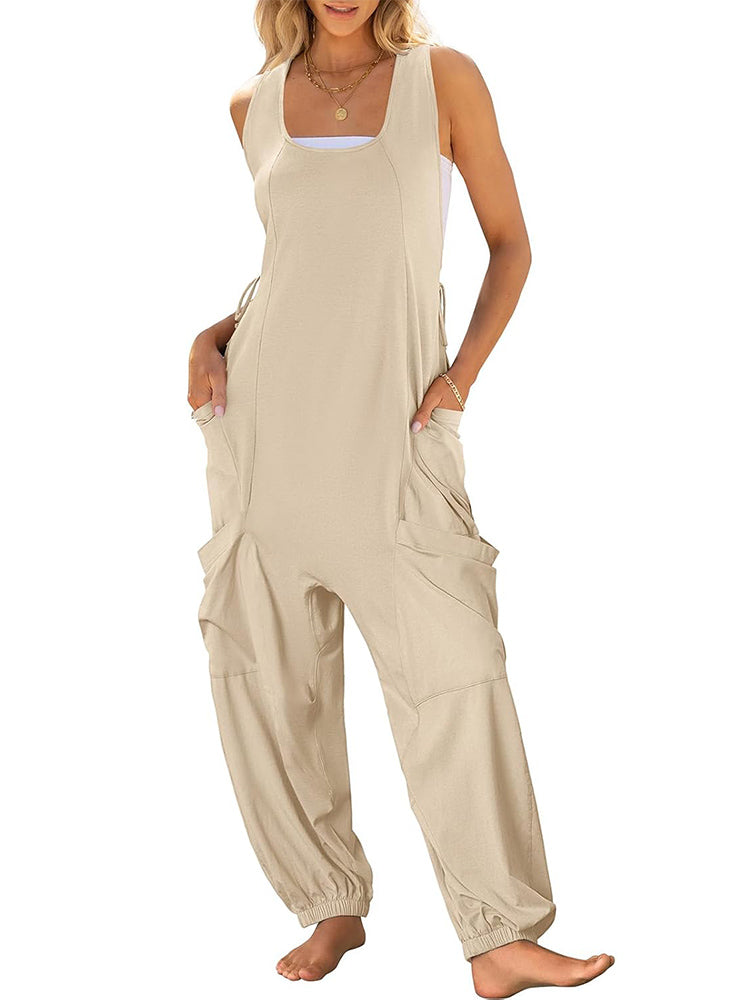 Loose Casual U-neck Sleeveless Jumpsuits