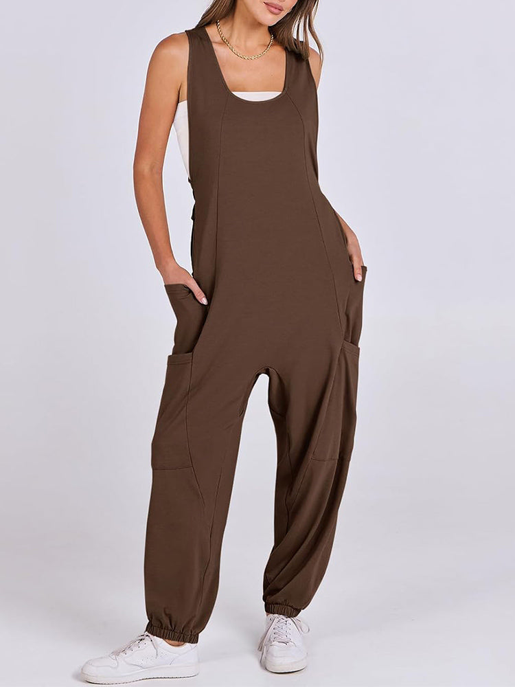 Loose Casual U-neck Sleeveless Jumpsuits