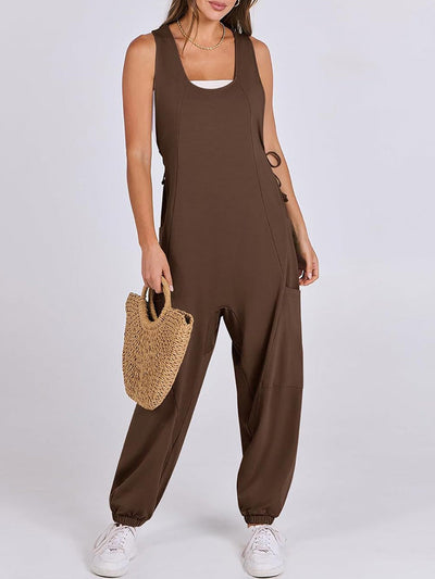 Loose Casual U-neck Sleeveless Jumpsuits