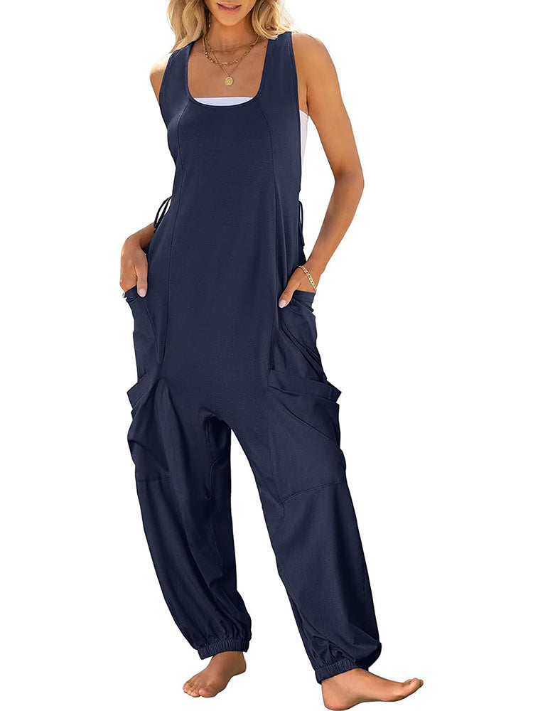 Loose Casual U-neck Sleeveless Jumpsuits