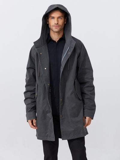 Chaqueta tipo parka con capucha y cordones ajustables para hombre