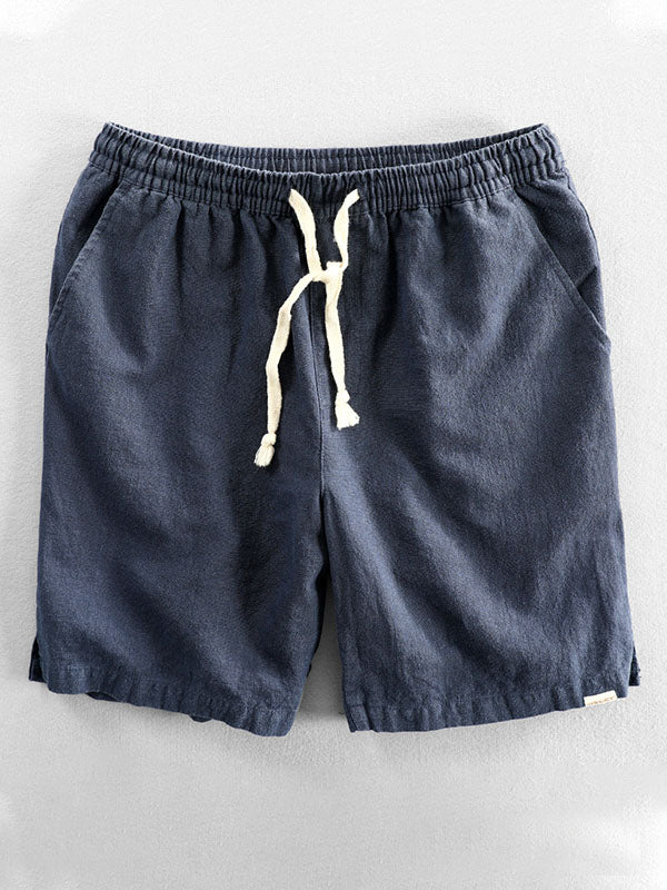 Men’s Drawstring Cotton and Linen Blend Casual Shorts