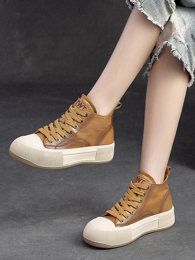 Women's Casual Leather Flat Ankle Boots