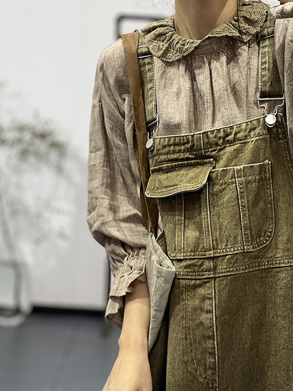 Vintage-Inspired Cargo Overall Dress