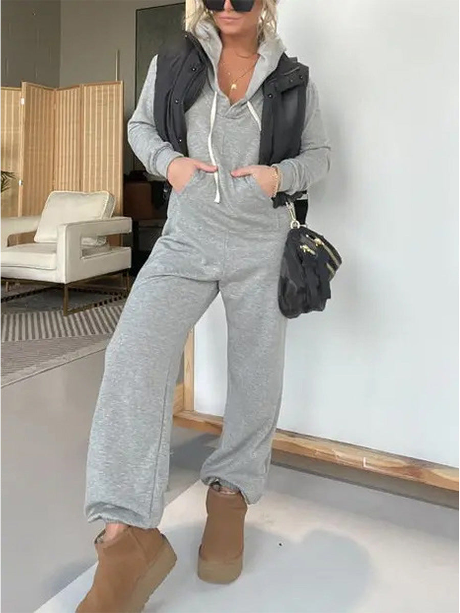 Women's Long Sleeve Hooded Jumpsuit