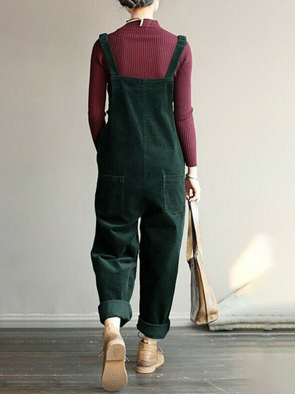 Women's Corduroy Casual Overalls