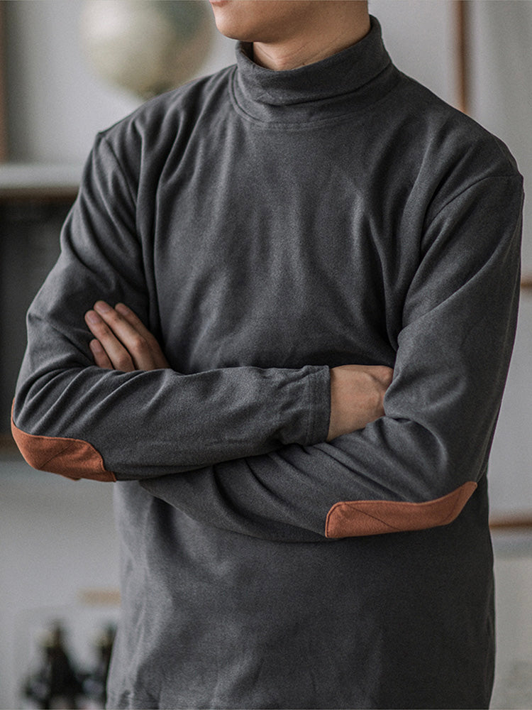 Men's Elbow Patch Turtleneck Sweater