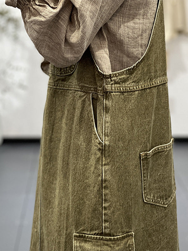 Vintage-Inspired Cargo Overall Dress