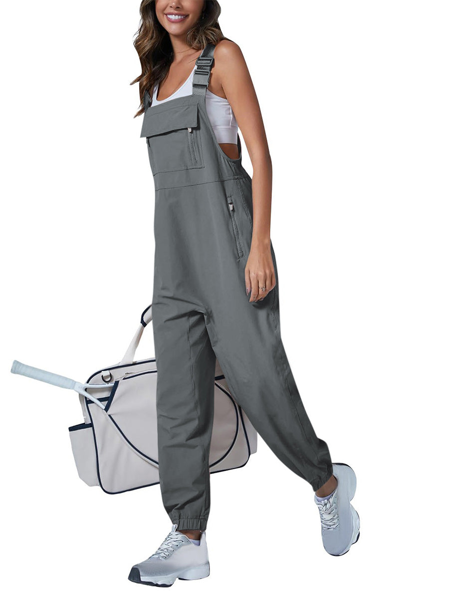 Women's Cargo Overalls With Zippered Pockets