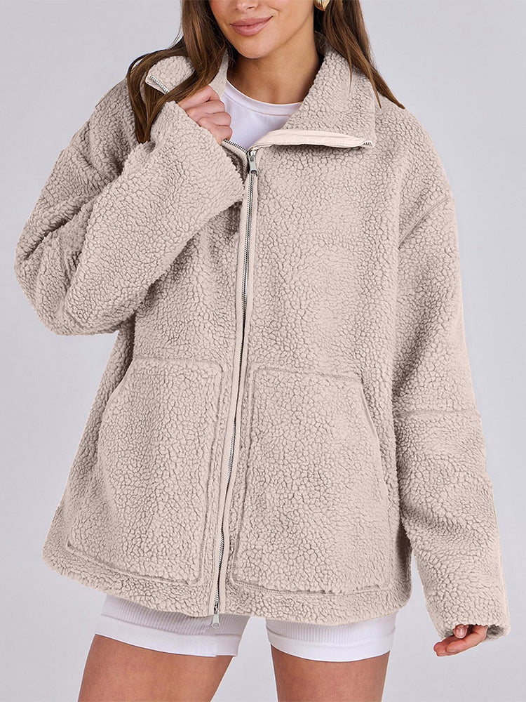 Veste polaire Sherpa zippée et confortable pour femme