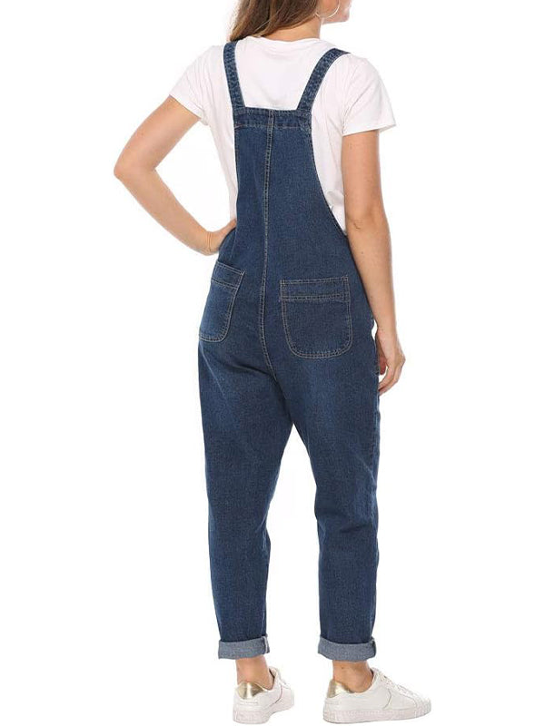 Women's Casual Baggy Denim Bib Overalls