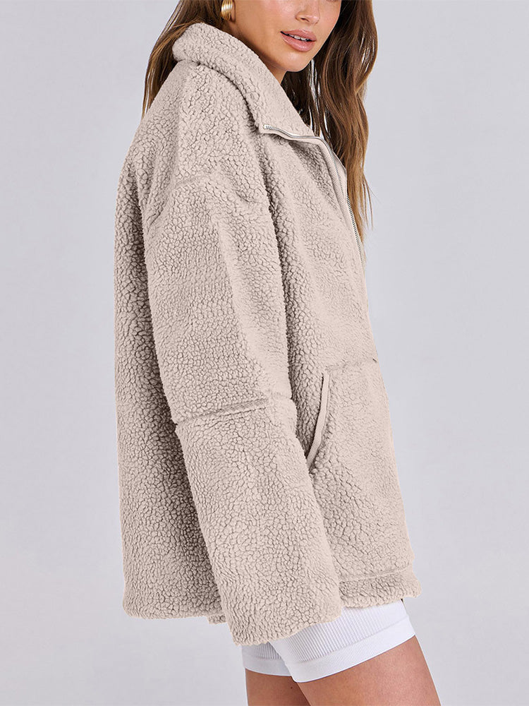 Veste polaire Sherpa zippée et confortable pour femme