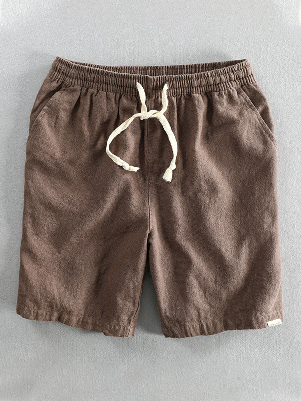 Men’s Drawstring Cotton and Linen Blend Casual Shorts