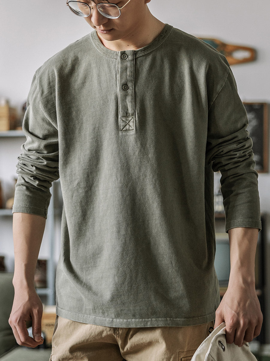 Long Sleeve Washed Henley