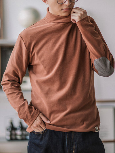 Men's Elbow Patch Turtleneck Sweater