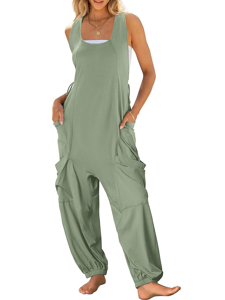 Loose Casual U-neck Sleeveless Jumpsuits