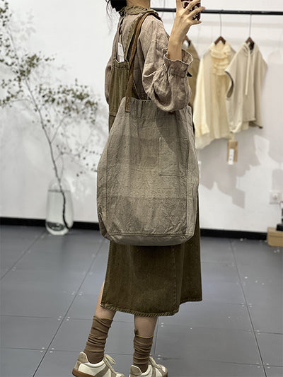 Vintage-Inspired Cargo Overall Dress