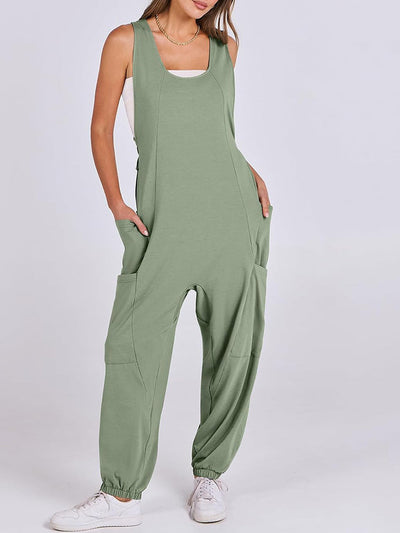 Loose Casual U-neck Sleeveless Jumpsuits