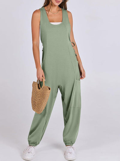 Loose Casual U-neck Sleeveless Jumpsuits