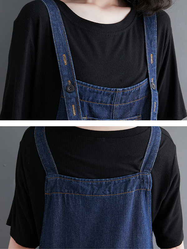 Women's Loose Multi-Pocket Denim Overalls