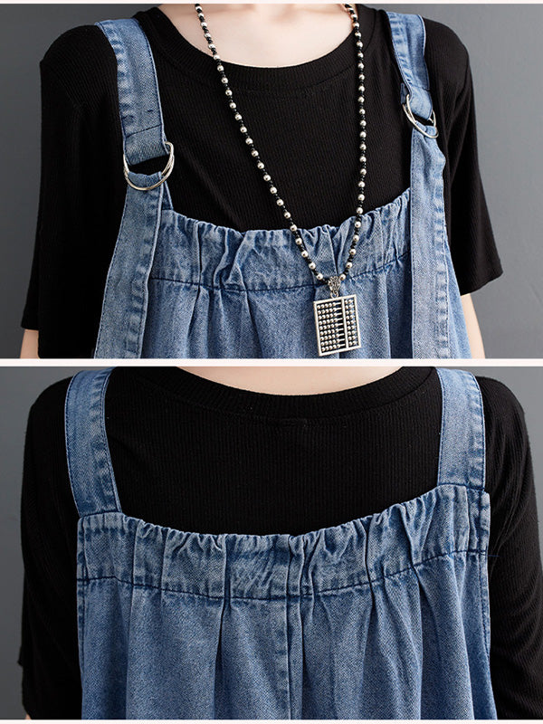 Loose Fit Denim Overall Dress