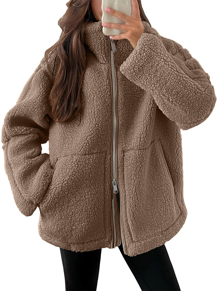 Veste polaire Sherpa zippée et confortable pour femme