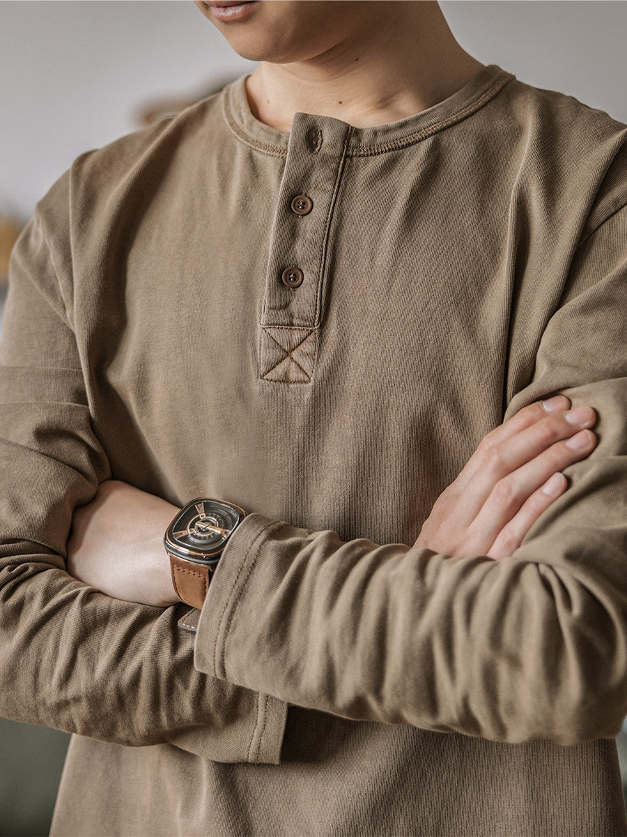 Long Sleeve Washed Henley