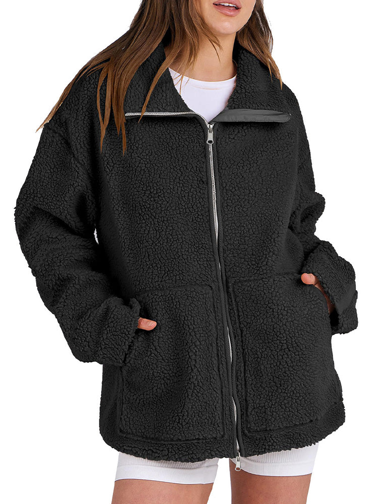 Veste polaire Sherpa zippée et confortable pour femme