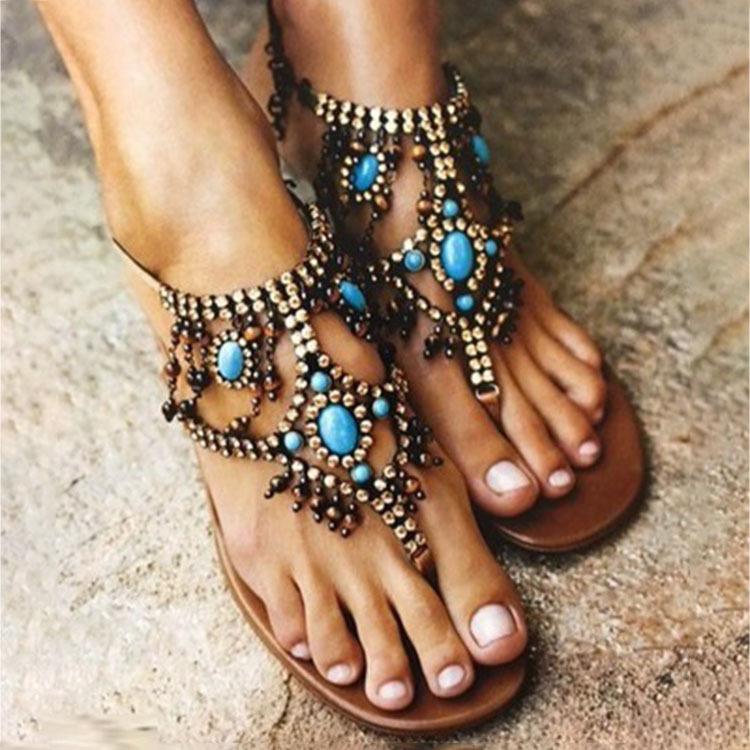 Boho Casual Slipper Sandals Beading Flip Flops – Madepants