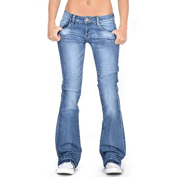 Low Rise Faded Frayed Ends Bootcut Jeans – Madepants